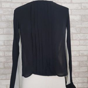 Rag & Bone Black and Ivory Silk Long Sleeve Blouse
